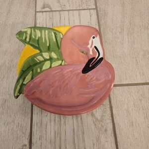 Flamingo Plate Bright Pink Decorative Or Serving By Garden Tropix Ceramic